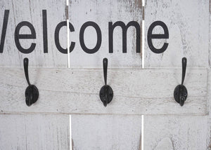 Wandgarderobe Garderobenpaneel Shabby-Look Welcome weiss