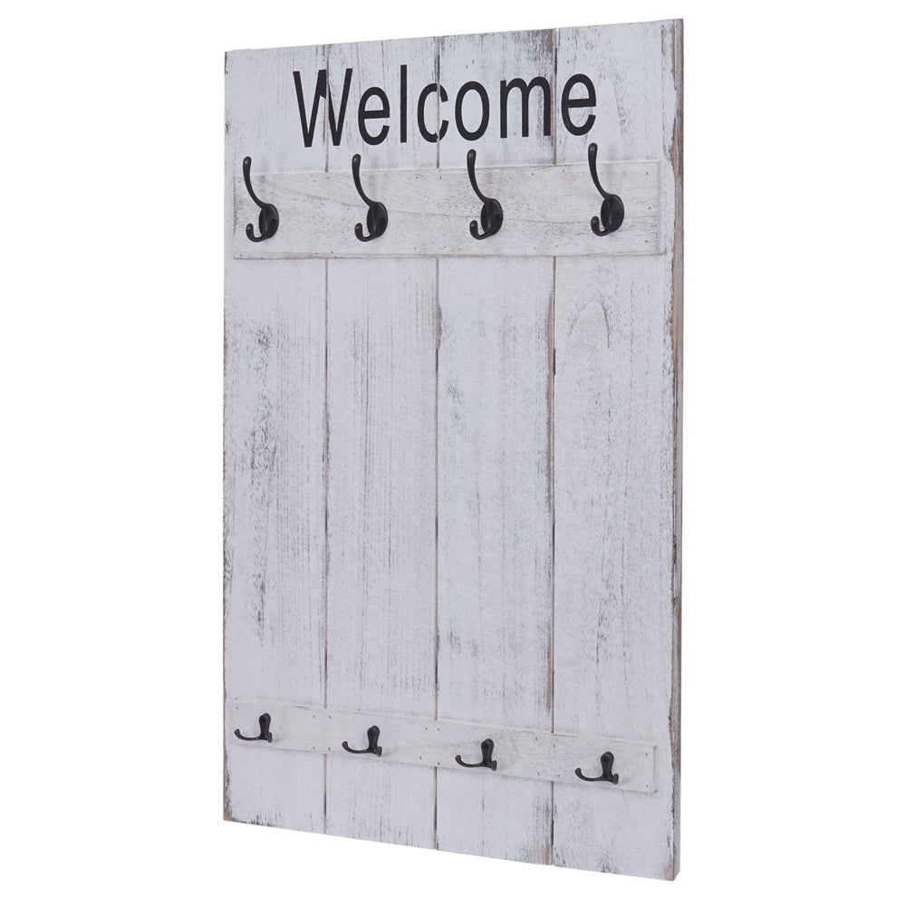Wandgarderobe Garderobenpaneel Shabby-Look Welcome weiss