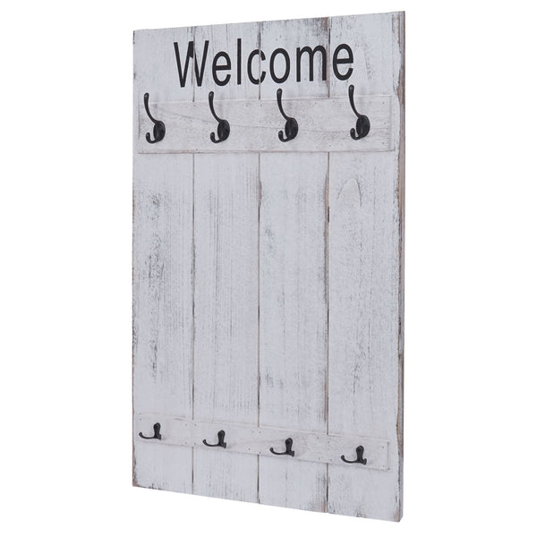 Wandgarderobe Garderobenpaneel Shabby-Look Welcome weiss