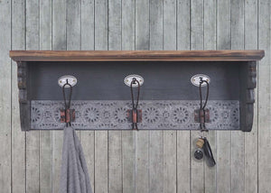 Wandgarderobe HWC, Tanne Holz massiv 22x60x18cm
