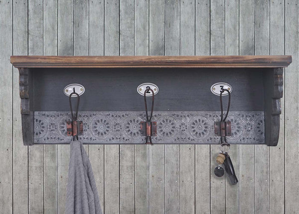 Wandgarderobe HWC, Tanne Holz massiv 22x60x18cm
