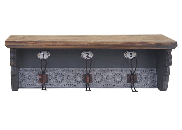 Wandgarderobe HWC, Tanne Holz massiv 22x60x18cm