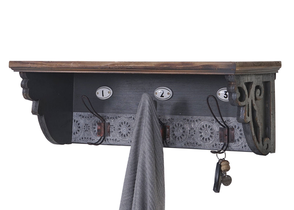Wandgarderobe HWC, Tanne Holz massiv 22x60x18cm