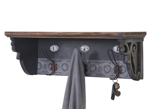Wandgarderobe HWC, Tanne Holz massiv 22x60x18cm