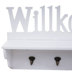 Wandgarderobe Regal Willkommen 30x60x13cm Weiss