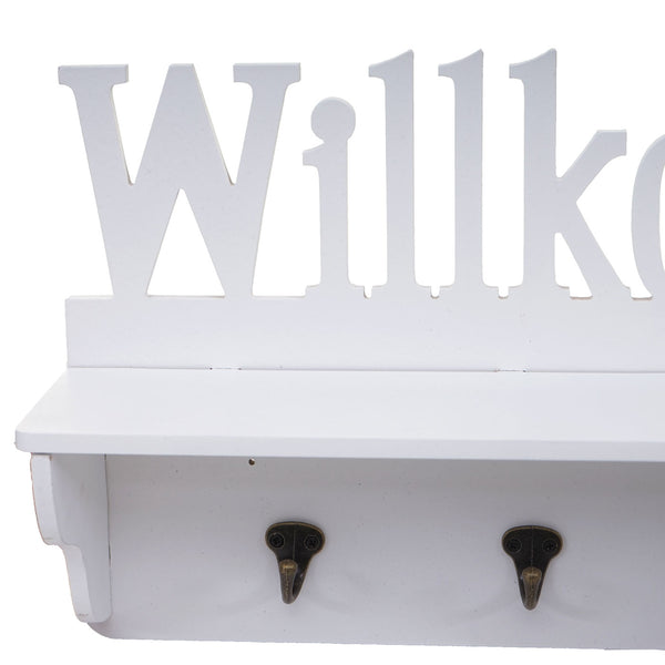 Wandgarderobe Regal Willkommen 30x60x13cm Weiss