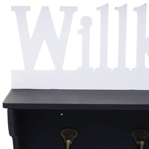 Wandgarderobe Regal Willkommen 30x60x13cm Schwarz-weiss