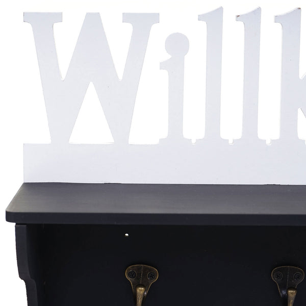 Wandgarderobe Regal Willkommen 30x60x13cm Schwarz-weiss