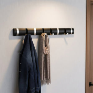 Wandgarderobe mit 8 Haken schwarz