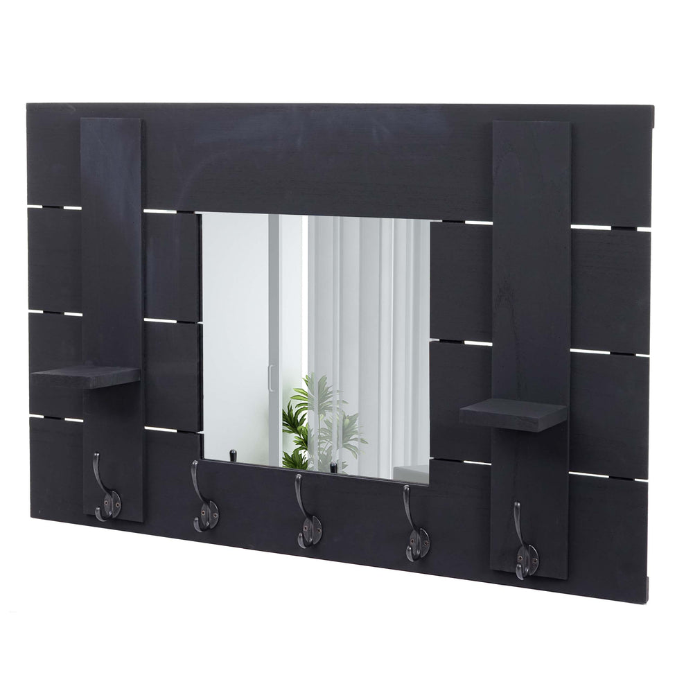 Wandgarderobe mit Spiegel Shabby Chic Dunkelgrau
