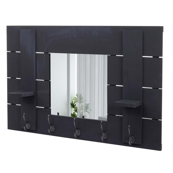 Wandgarderobe mit Spiegel Shabby Chic Dunkelgrau