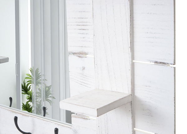 Wandgarderobe mit Spiegel Shabby Chic Dunkelgrau