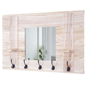Wandgarderobe mit Spiegel Shabby Chic Naturbraun