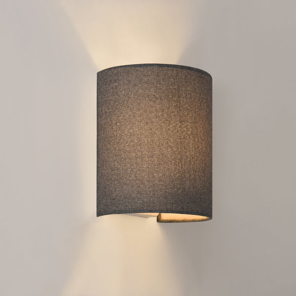 Wandleuchte Brüssel 1x E27 Halbrund 20x17.5x13cm aus Leinen