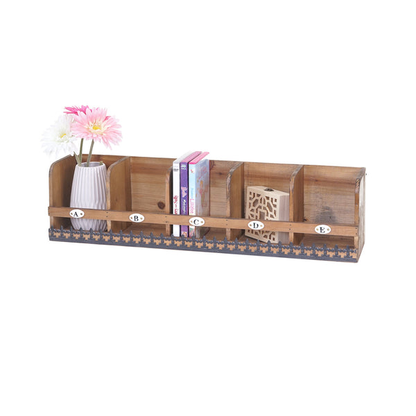 Wandregal HWC, Hängeregal Holz massiv Shabby-Chic 71x18x16cm