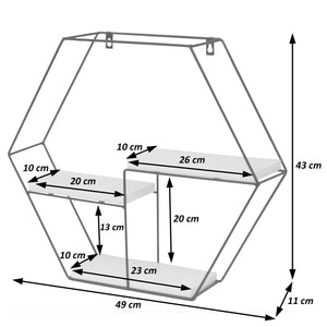 Wandregal HWC-K76 3 Regalböden Industrial 43x49x11cm