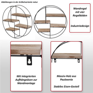 Wandregal HWC-K76 4 Regalböden Industrial 45x45x11cm