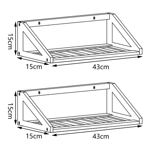 Wandregalset Miami 2er Set Bambus 43x15x15cm