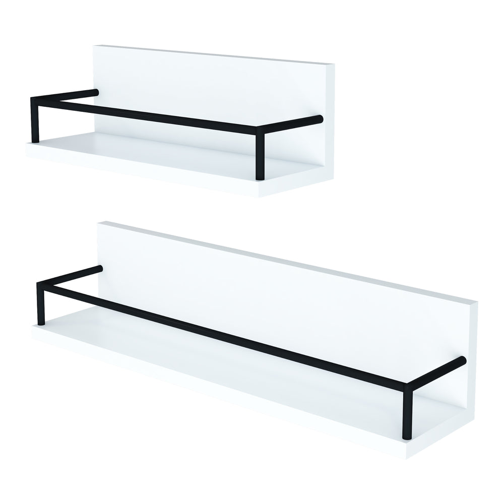 Mensola da parete Cleveland, set da 2, bianco/nero