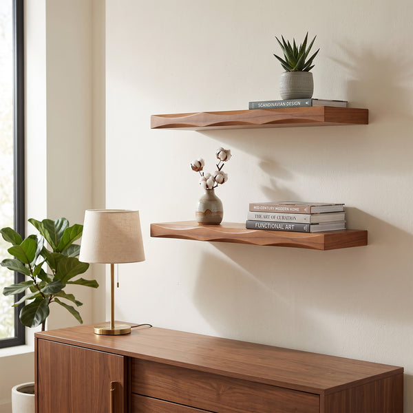 Wandregal Holz HYLLE 2er Set 60 x 19 x 4 cm natur