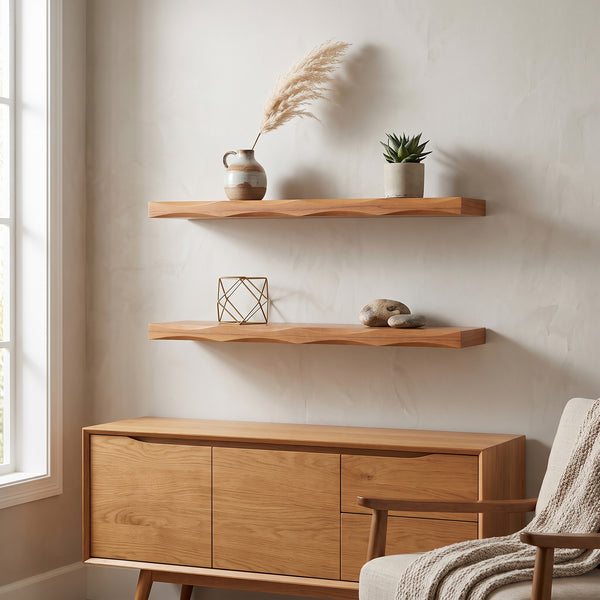 Wandregal Holz HYLLE 2er Set 80 x 19 x 4 cm natur