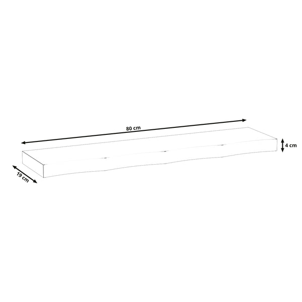 Wandregal Holz HYLLE 2er Set 80 x 19 x 4 cm natur