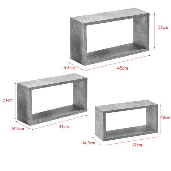 Wandregal Charleston 3er Set Betonoptik