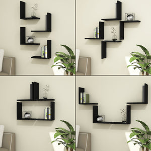 Wandregal Broby im 4er Set 30x30x16cm Schwarz