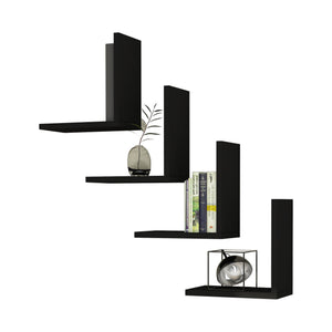 Wandregal Broby im 4er Set 30x30x16cm Schwarz