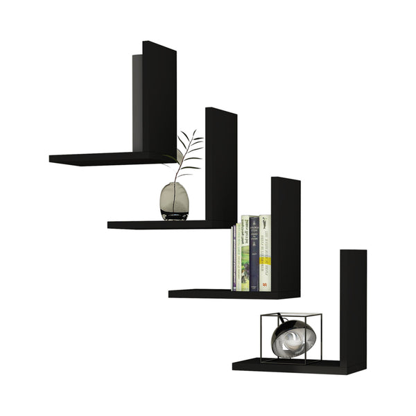Wandregal Broby im 4er Set 30x30x16cm Schwarz