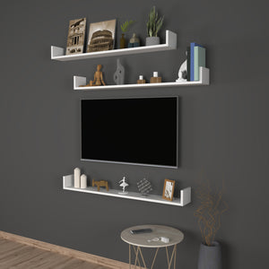 Mensola da parete Höganäs, set da 3 pezzi, 120x15x12cm, bianco