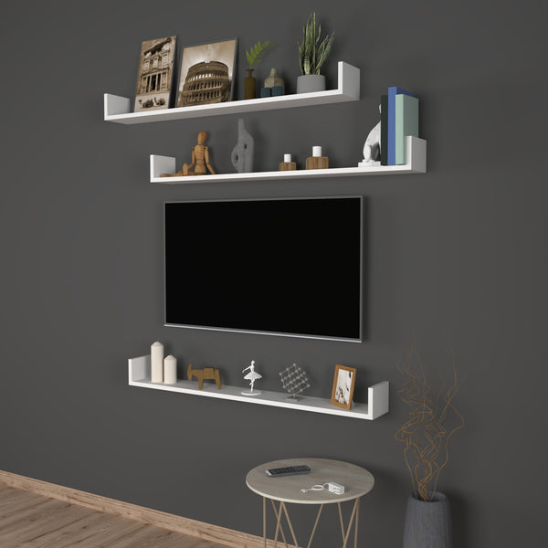 Mensola da parete Höganäs, set da 3 pezzi, 120x15x12cm, bianco