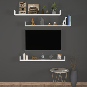 Mensola da parete Höganäs, set da 3 pezzi, 120x15x12cm, bianco