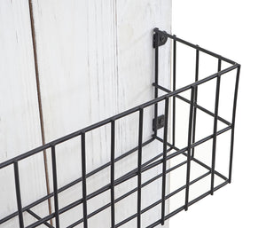 Wandregal Wandpaneel mit Körben Massivholz ~ shabby weiss 70x40cm