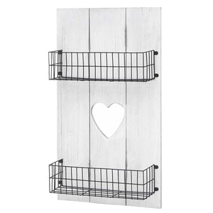 Wandregal Wandpaneel mit Körben Massivholz ~ shabby weiss 70x40cm