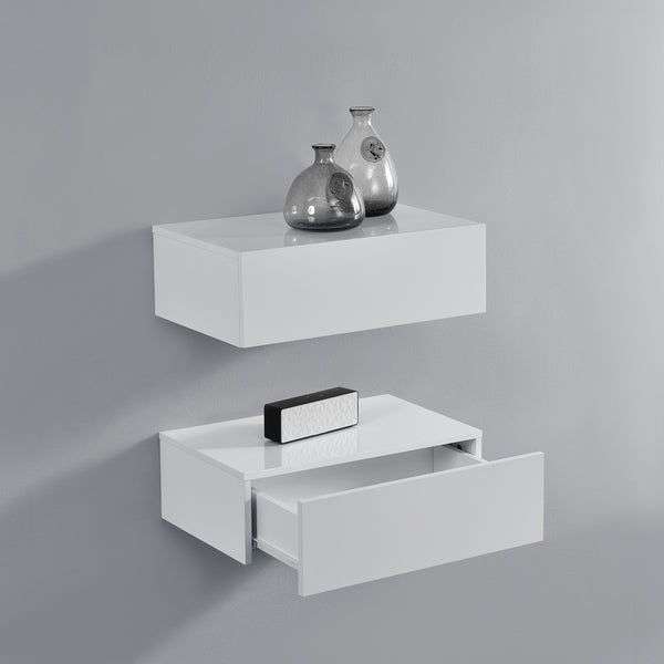 Wandregal Madison 2er Set Weiss Hochglanz 46x30x15cm
