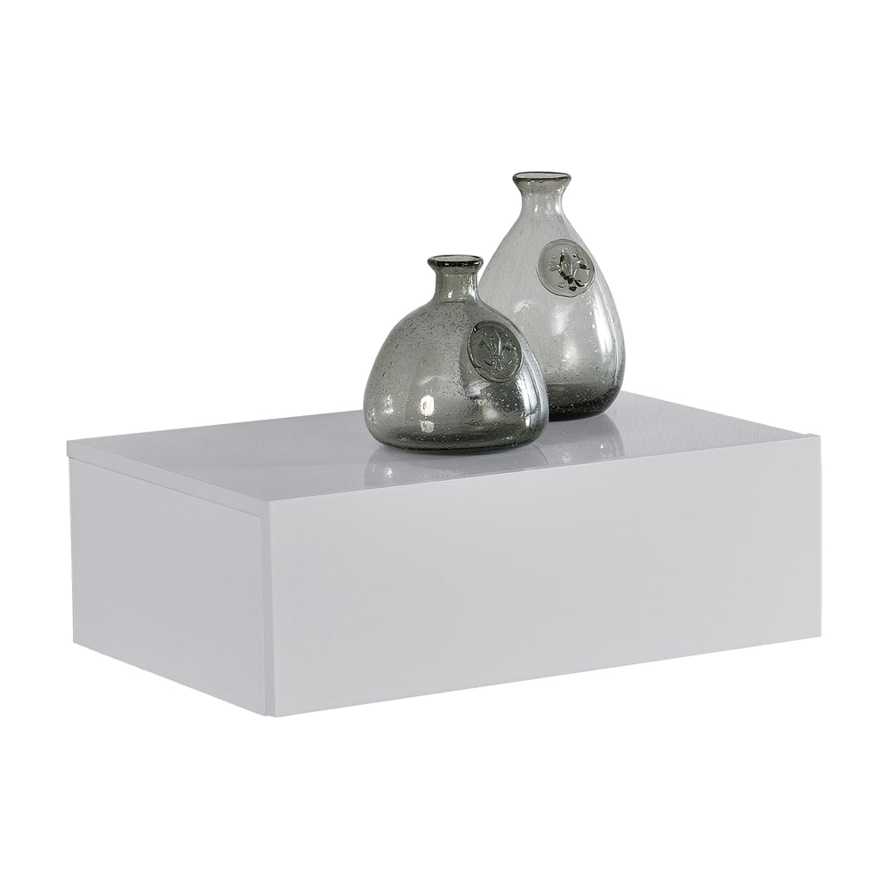 Mensola da parete Madison con cassetto, bianco lucido, 46x30x15cm
