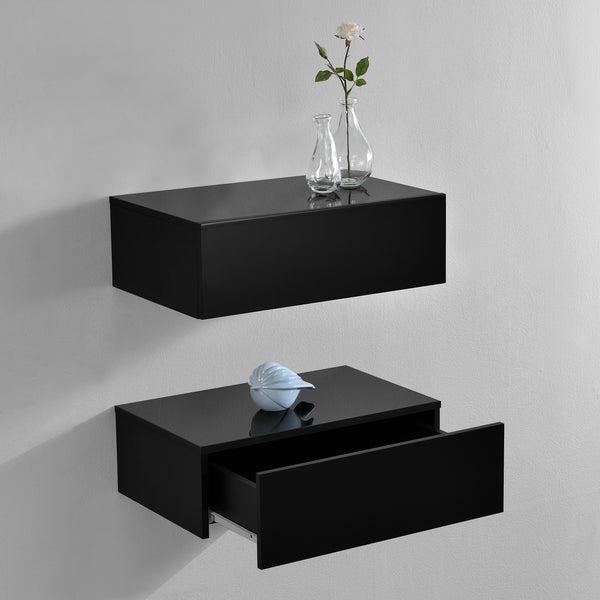 Wandregal Madison 2er Set Schwarz Hochglanz 46x30x15cm