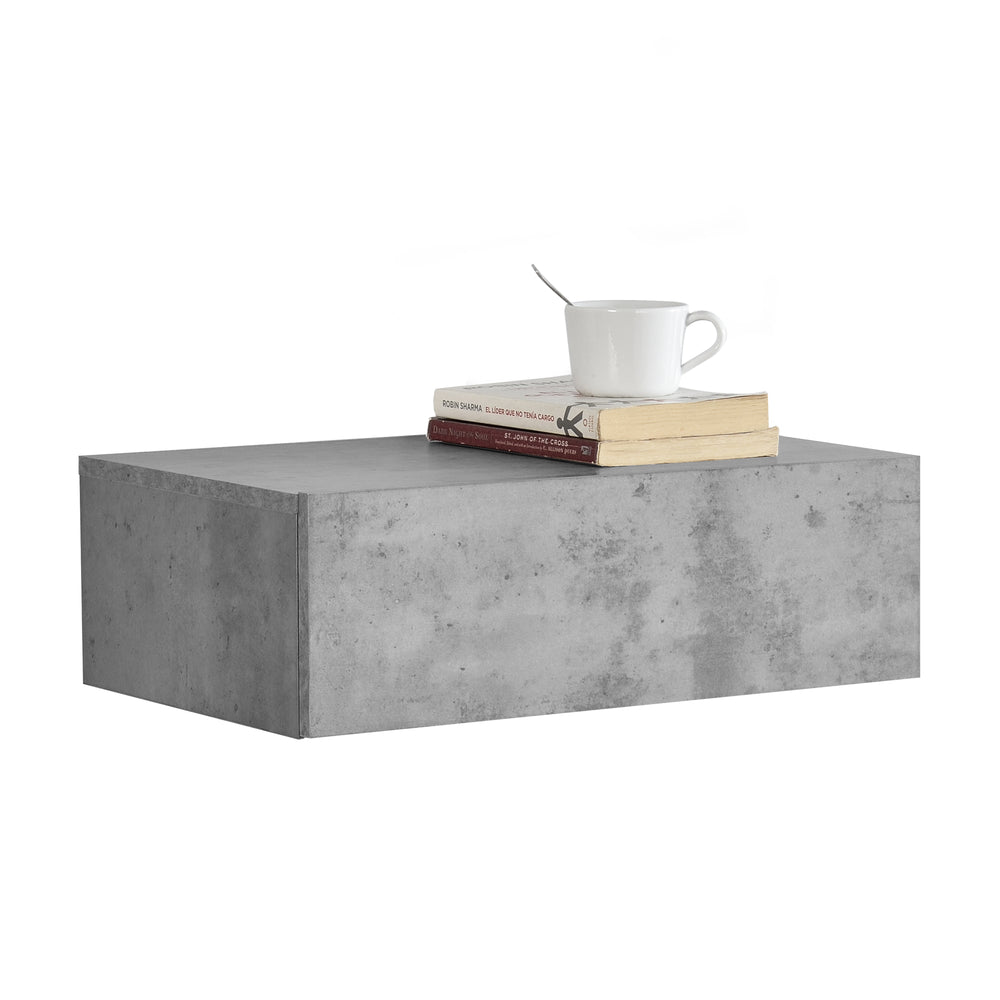 Mensola da parete Madison con cassetto, effetto cemento, 46x30x15cm