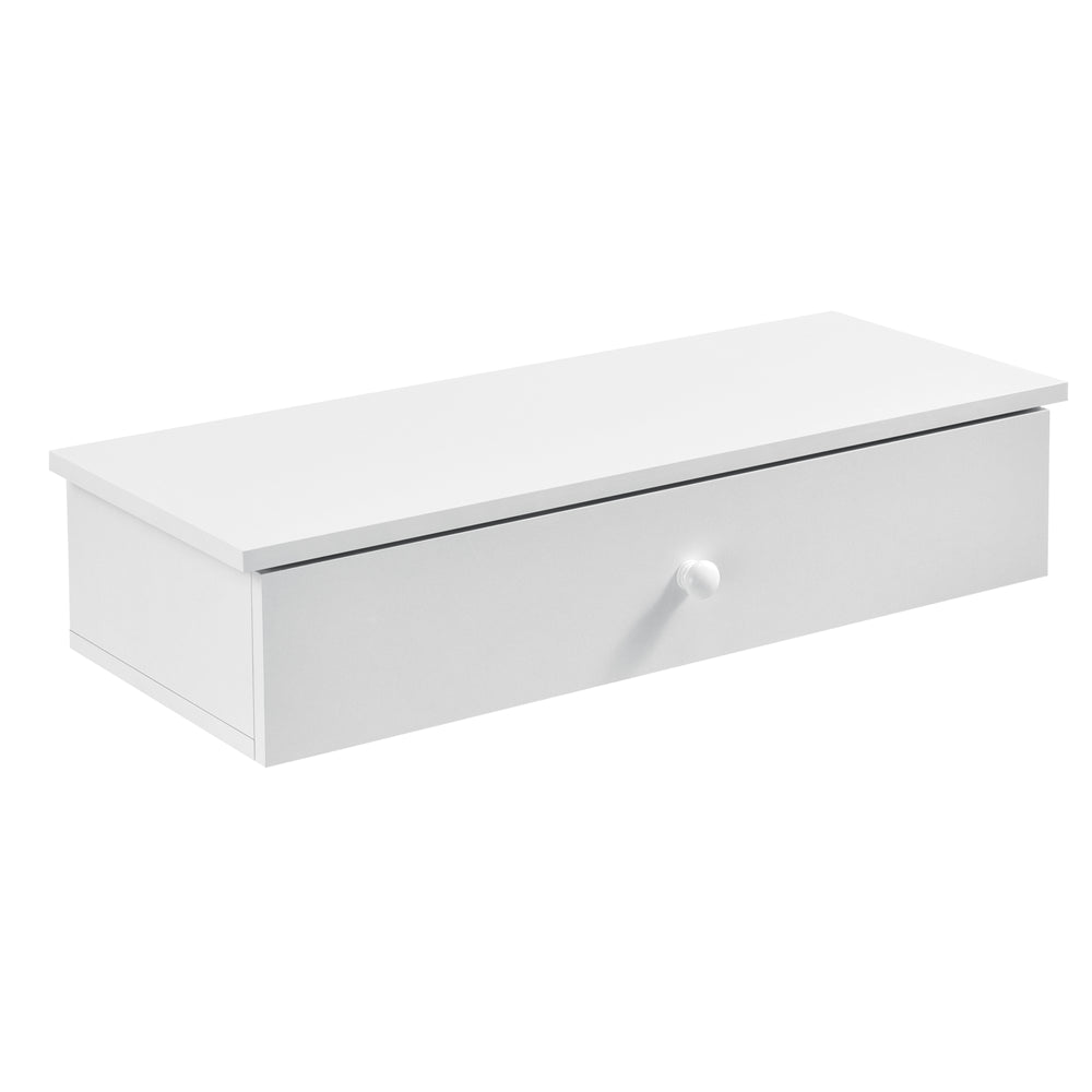Mensola da parete Toledo con cassetto, bianca, 60x24x12,6cm
