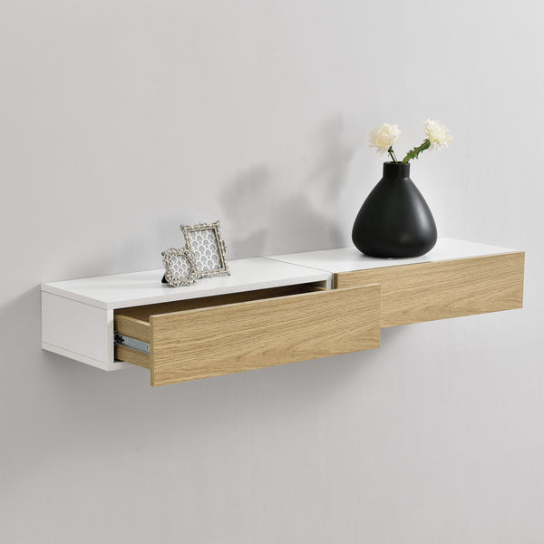 Wandregal Anchorage Weiss/Holz 2er Set mit Schublade