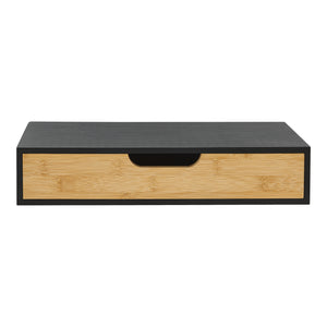 Wandregal Seattle mit Schublade Bambus Schwarz