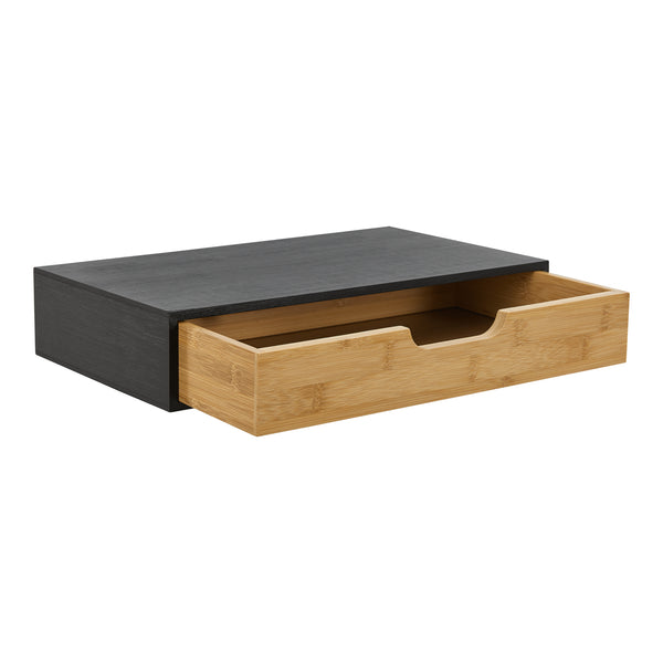 Wandregal Seattle mit Schublade Bambus Schwarz
