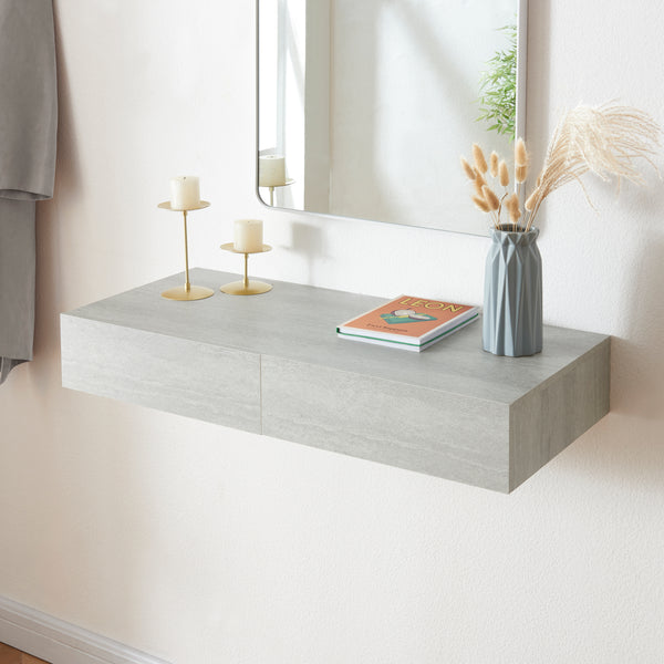 Wandregal Karstula mit Schublade Betonoptik