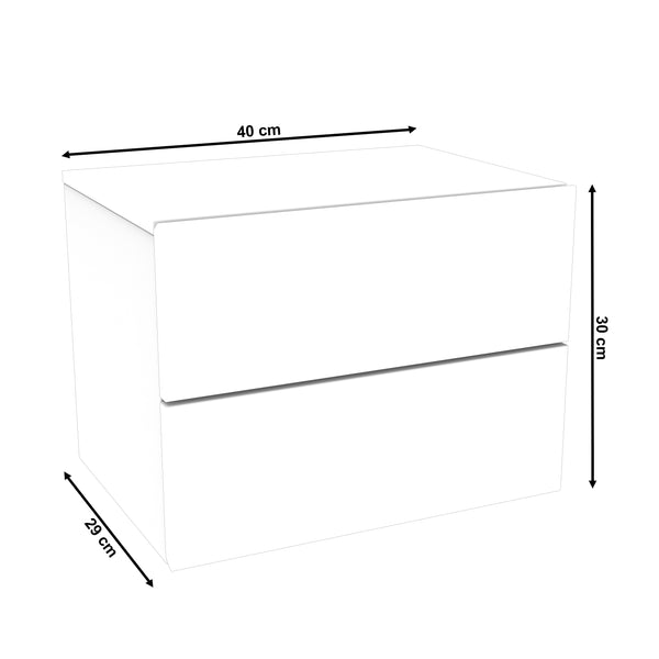 Wandregal ISOLDE 2 Schubladen 40 x 30 x 29 cm weiss