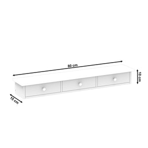 Wandregal SABRINA 3 Schubladen 80 x 15 x 10 cm weiss