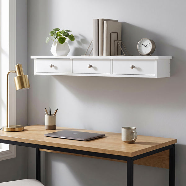 Wandregal SABRINA 3 Schubladen 80 x 15 x 10 cm weiss