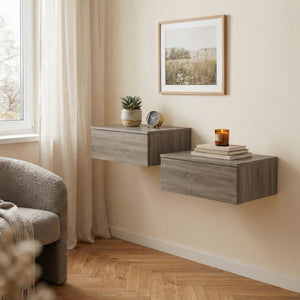Wandregal mit Schublade OTIS 2er Set dunkelbraun