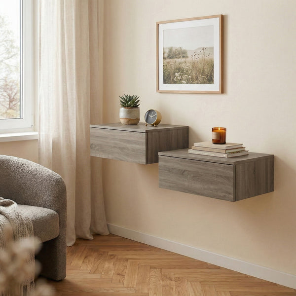 Wandregal mit Schublade OTIS 2er Set dunkelbraun