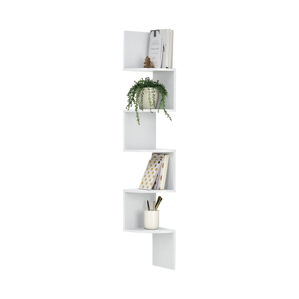 Mensola da parete Boise, design retrò a zigzag, bianco opaco